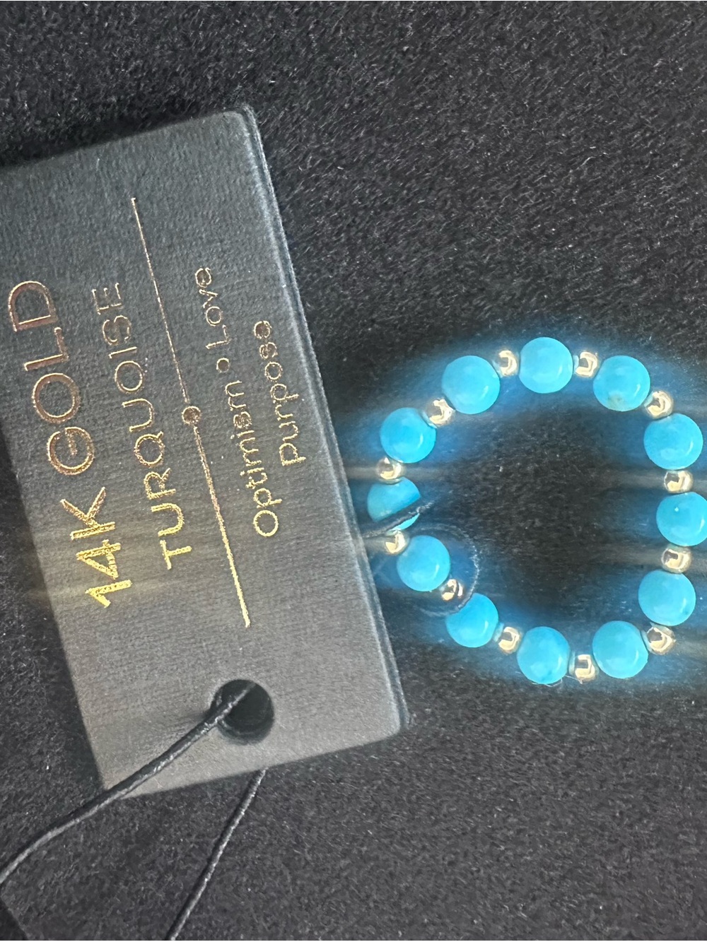 14K Gold Turquoise Beaded Stretch Bracelet